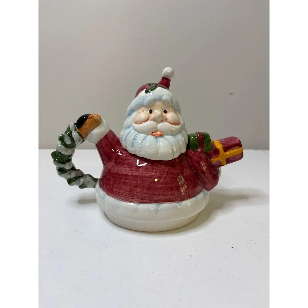 Vintage‎ Santa Claus Ceramic Teapot Christmas Decor Holiday Serving Collectible